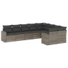 Set de muebles de jardín 9 pzas y cojines ratán sintético gris 2