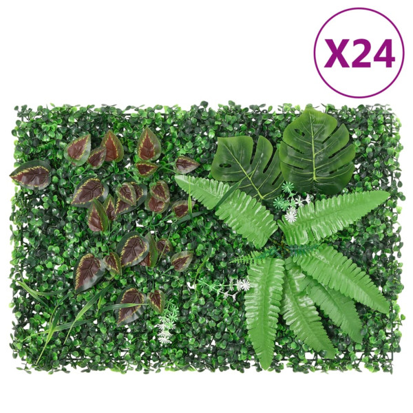  Valla de plantas artificiales 24 uds verde 40x60 cm D