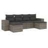 Set de muebles de jardín 6 pzas y cojines ratán sintético gris 2