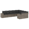 Set de muebles de jardín 9 pzas y cojines ratán sintético gris 2