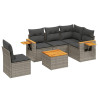 Set de muebles de jardín 6 pzas y cojines ratán sintético gris 2