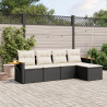 Set de muebles de jardín 5 pzas y cojines ratán sintético negro 1