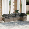 6 pcs conjunto sofás de jardim com almofadões vime cinzento 1