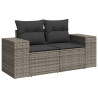 Set de muebles de jardín 9 pzas y cojines ratán sintético gris 3