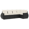 5 pcs conjunto sofás de jardim com almofadões vime PE preto 2