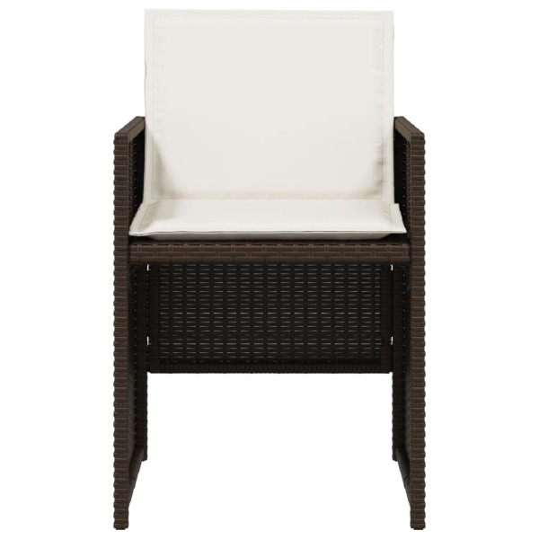 Set comedor de jardín 5 piezas y cojines ratán sintético marrón M 5