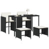 Set de muebles jardín 5 pzas con cojines ratán sintético negro 3