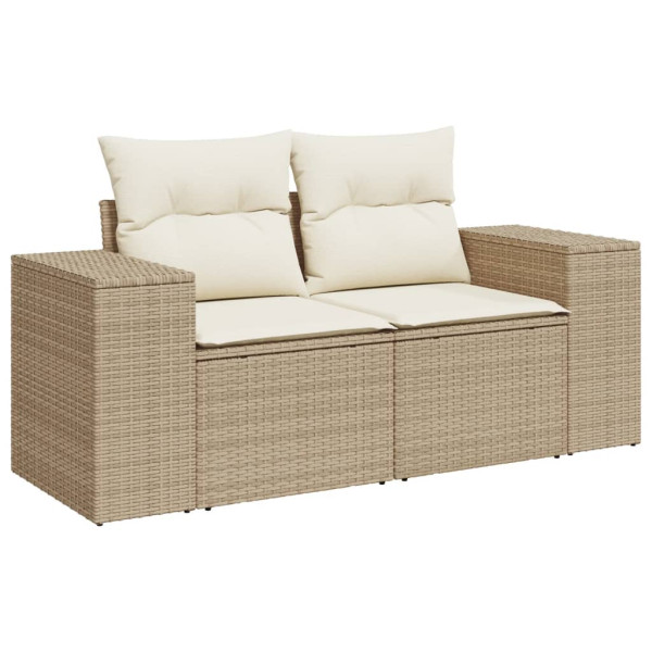 Set sofás de jardín 7 piezas y cojines ratán sintético beige M 4