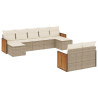 Set de sofás de jardín 9 pzas con cojines ratán sintético beige 2