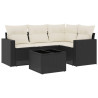Set de muebles de jardín 5 pzas y cojines ratán sintético negro 2