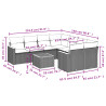 9 pcs conjunto sofás p/ jardim com almofadões vime PE cinzento 3