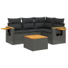 Set de muebles de jardín 5 pzas y cojines ratán sintético negro 2