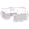 9 pcs conjunto sofás p/ jardim com almofadões vime PE cinzento 3