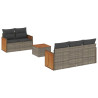 Set de muebles de jardín 6 pzas y cojines ratán sintético gris 2