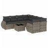 Set de muebles de jardín 9 pzas y cojines ratán sintético gris 2