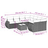 9 pcs conjunto sofás p/ jardim com almofadões vime PE cinzento 3
