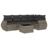Set de muebles de jardín 6 pzas y cojines ratán sintético gris 2