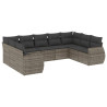 9 pcs conjunto sofás p/ jardim com almofadões vime PE cinzento 2