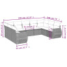 9 pcs conjunto sofás p/ jardim com almofadões vime PE cinzento 3
