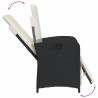 3 pcs conjunto de bistrô com almofadões vime PE preto 5