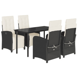 Set de muebles jardín 5 pzas con cojines ratán sintético negro H