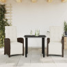 3 pcs conjunto bistrô com almofadões vime PE castanho 1