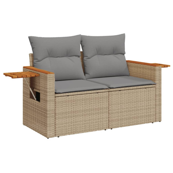 9 pcs conjunto sofás p/ jardim com almofadões vime PE cinzento M 4