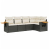 Set de muebles de jardín 5 pzas y cojines ratán sintético negro 2