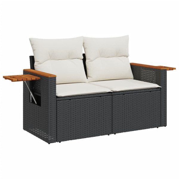 5 pcs conjunto sofás de jardim com almofadões vime PE preto M 5