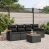 Set de muebles de jardín 5 pzas y cojines ratán sintético negro 1