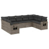 Set de muebles de jardín 9 pzas y cojines ratán sintético gris 2