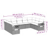 Set de muebles de jardín 9 pzas y cojines ratán sintético gris 3