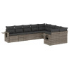 Set de muebles de jardín 9 pzas y cojines ratán sintético gris 2