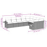 9 pcs conjunto sofás p/ jardim com almofadões vime PE cinzento 3