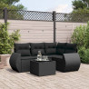 5 pcs conjunto sofás de jardim com almofadões vime PE preto 1
