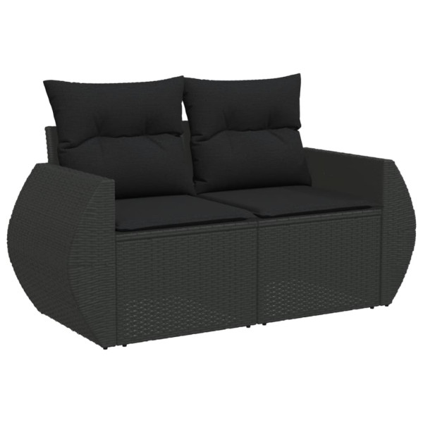 5 pcs conjunto sofás de jardim com almofadões vime PE preto M 3