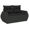 5 pcs conjunto sofás de jardim com almofadões vime PE preto 3