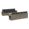 9 pcs conjunto sofás p/ jardim com almofadões vime PE cinzento 2