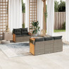 6 pcs conjunto sofás de jardim com almofadões vime cinzento 1