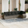 6 pcs conjunto sofás de jardim com almofadões vime cinzento 1