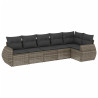 6 pcs conjunto sofás de jardim com almofadões vime cinzento 2