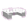 9 pcs conjunto sofás p/ jardim com almofadões vime PE cinzento 3