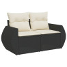 5 pcs conjunto sofás de jardim com almofadões vime PE preto 3
