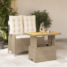 Set comedor de jardín 2 pzas con cojines ratán sintético beige 1
