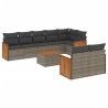 Set de muebles de jardín 9 pzas y cojines ratán sintético gris 2
