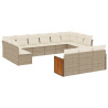 Set sofás de jardín con cojines 13 pzas ratán sintético beige 2