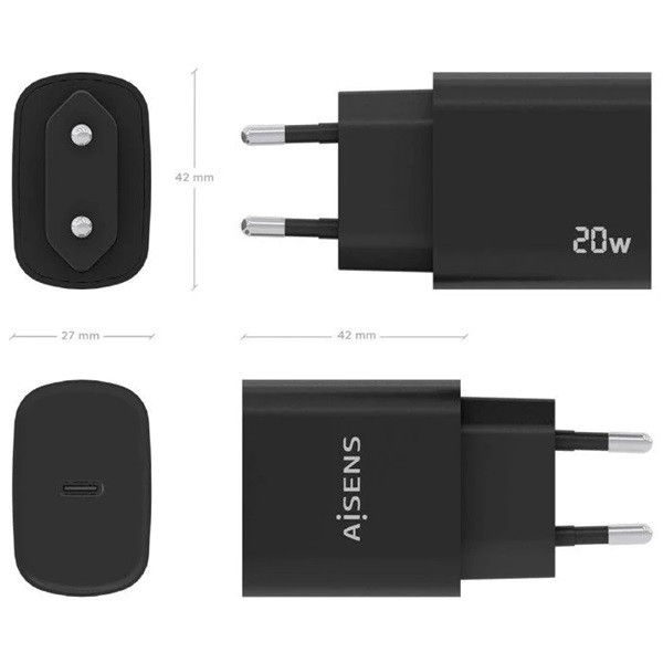 Carregador de parede aisens a110-0753/ 1xusb tipo-c/ 20w M 3