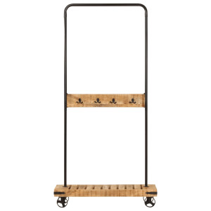 Suporte para roupa c/ rodas 90x35x190 cm mangueira maciça/ferro H