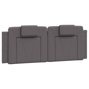 Cabecero de cama acolchado cuero sintético gris 120 cm H