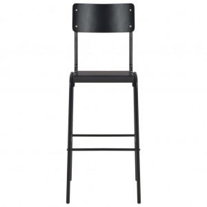 Cadeiras de bar 2 pcs contraplacado maciço e aço preto H